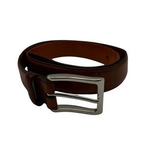 Vineyard Vines Leather Belt Vintage Solid Brass Buckle Mens Brown Made in USA